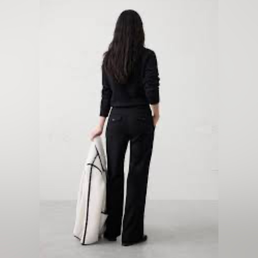 GAP Black Mid-Rise Wide Leg Women's Long Pinstripe Trousers.      Size-8 Long